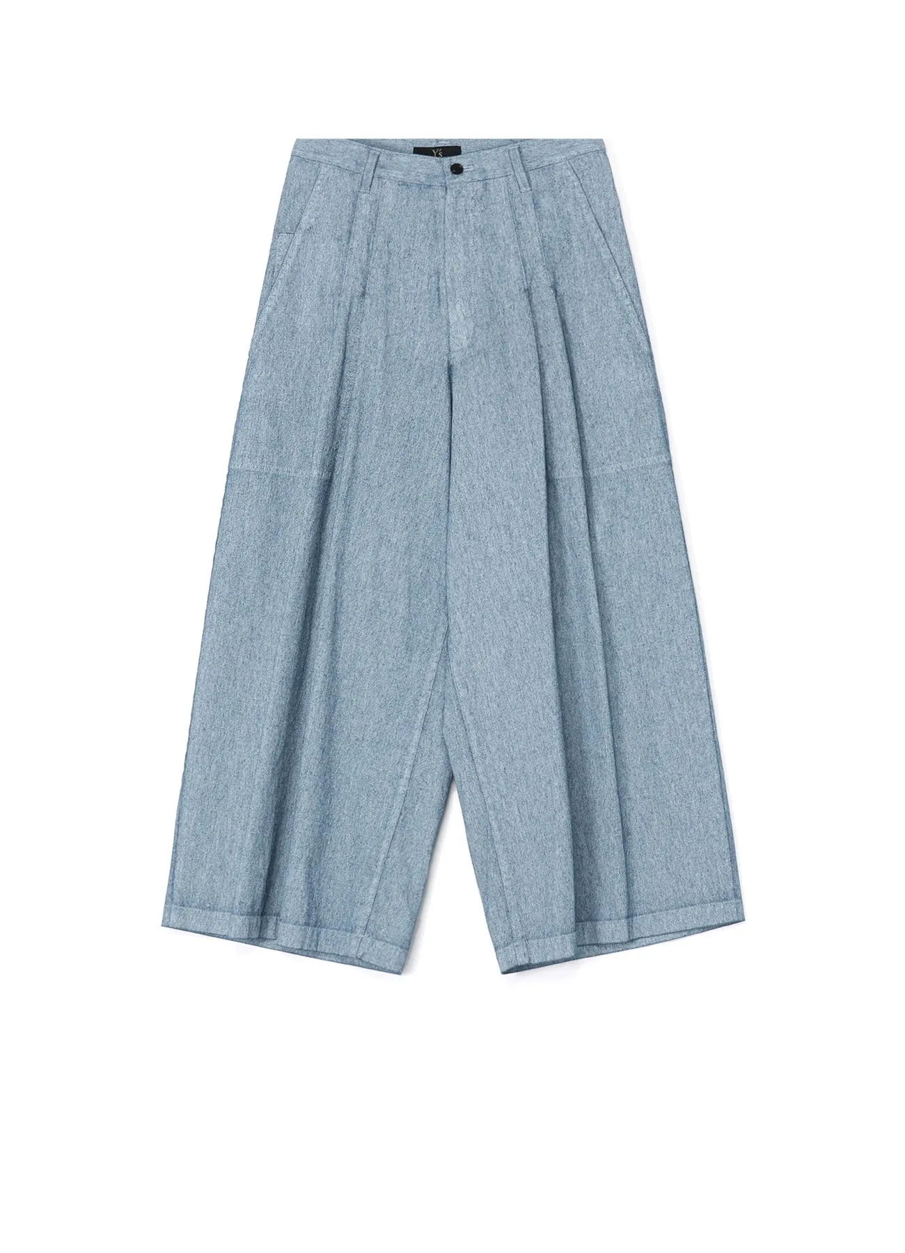 WHITE PIGMENT COATED DENIM PLEATED WIDE PANTS sold by Yohji Yamamoto