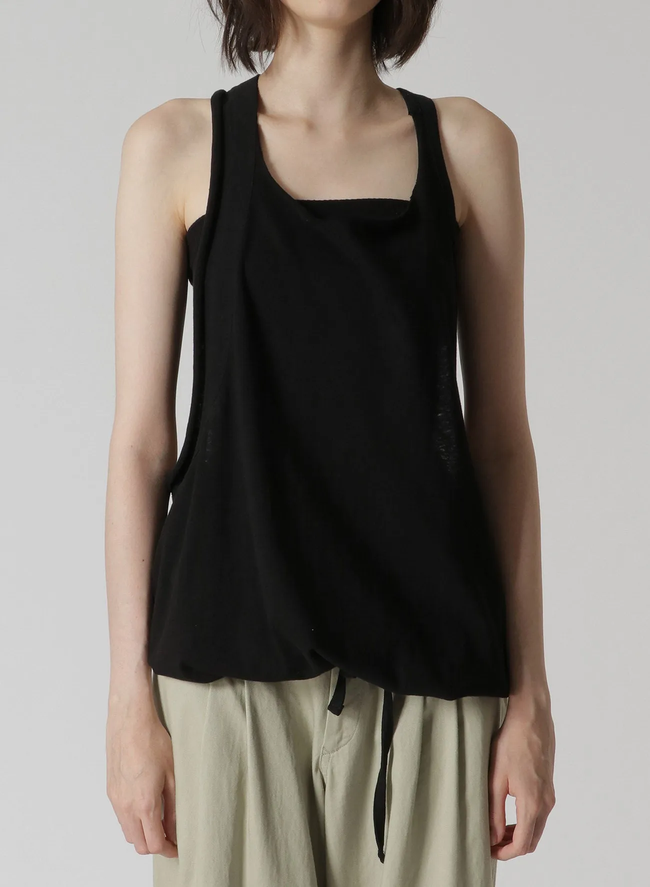 COTTON/LINEN PLAIN STITCH WIDE TANK TOP sold by Yohji Yamamoto product image thumbnail 4
