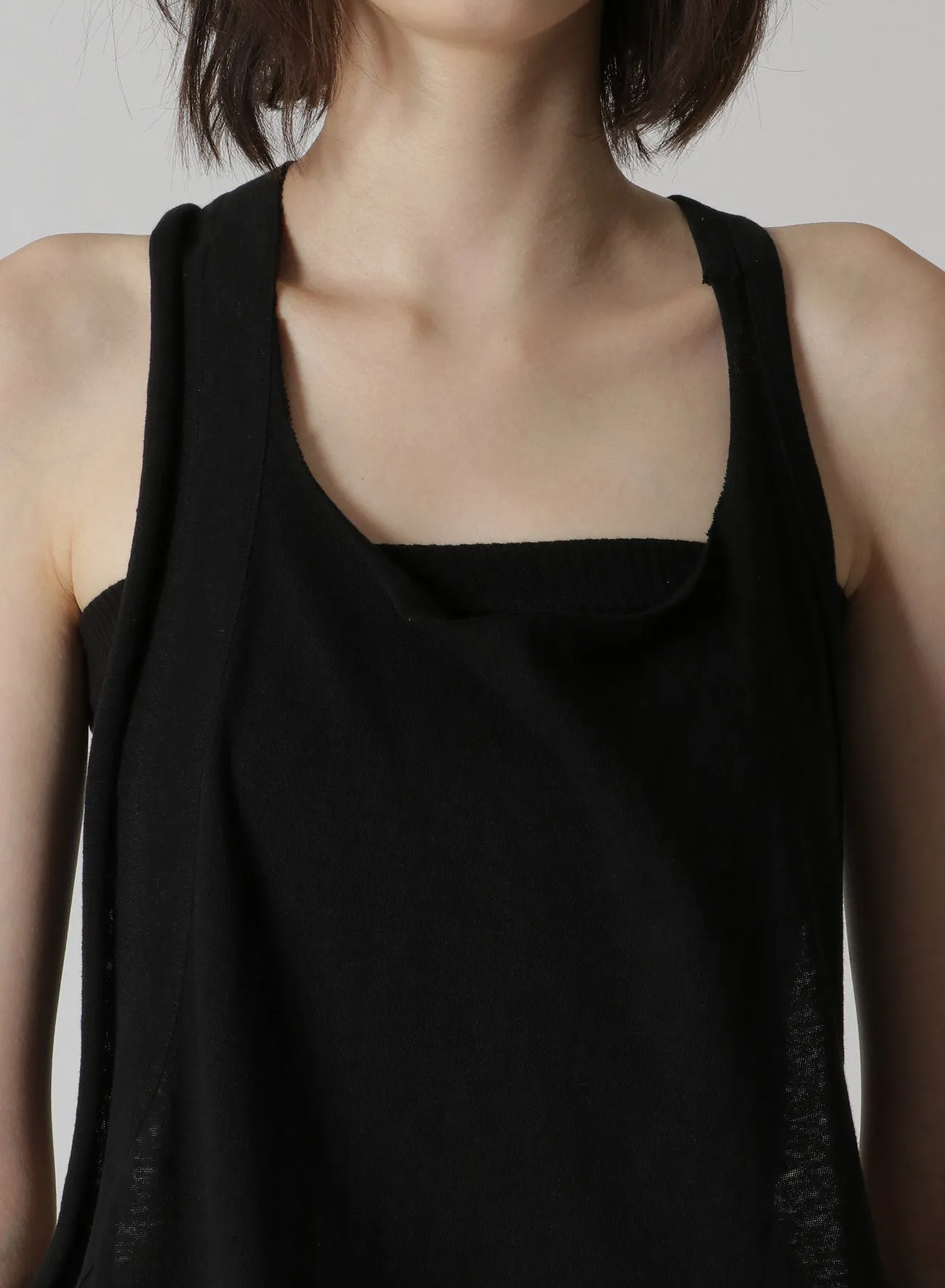COTTON/LINEN PLAIN STITCH WIDE TANK TOP sold by Yohji Yamamoto product image thumbnail 5