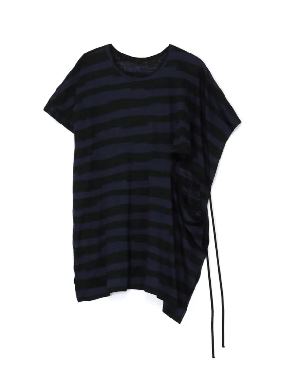 STRIPED FRENCH SLEEVE T-SHIRT WITH LEFT SLASH sold by Yohji Yamamoto