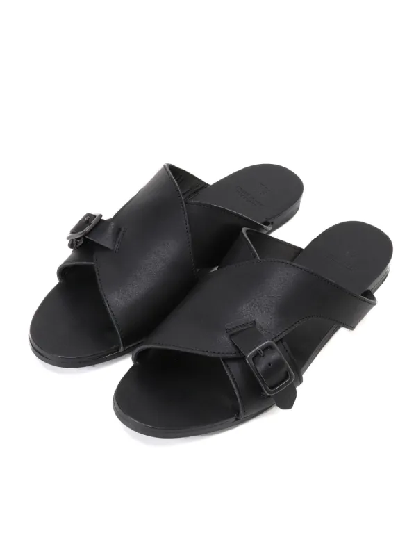 SEMI GLOSS TANNED LEATHER FLAT SANDALS sold by Yohji Yamamoto