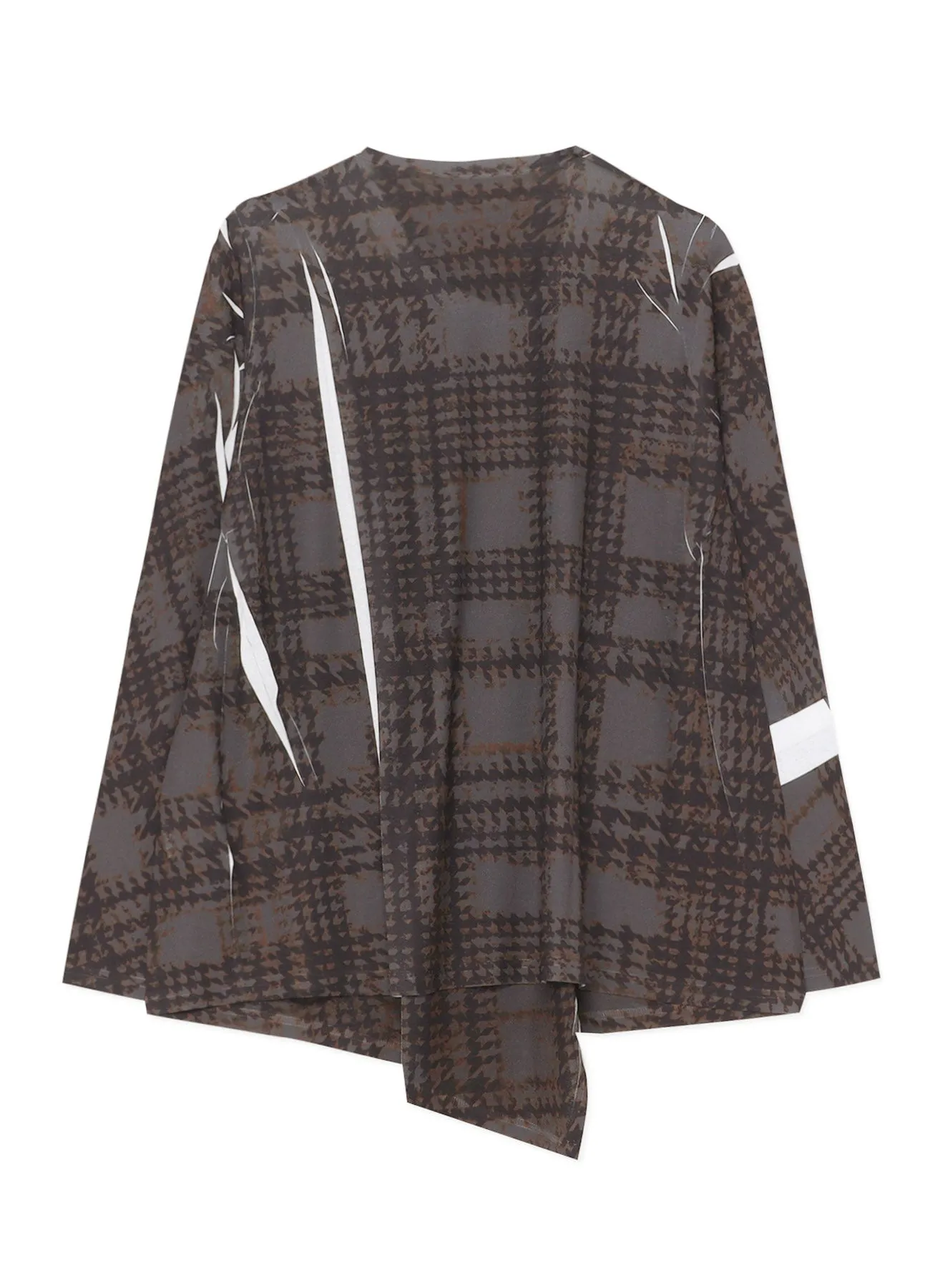 GLEN CHECK FLARED ASYMMETRIC LONG SLEEVE T-SHIRT sold by Yohji Yamamoto product image thumbnail 3