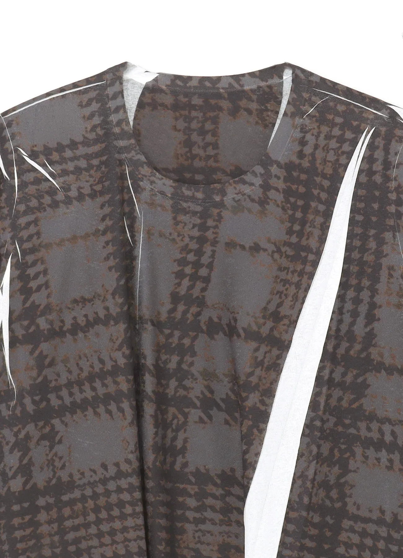 GLEN CHECK FLARED ASYMMETRIC LONG SLEEVE T-SHIRT sold by Yohji Yamamoto product image thumbnail 4