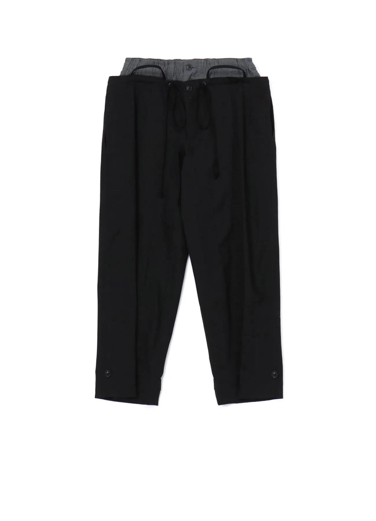 MULTI STRIPED DOBBY FABRIC UNEVENLY DYED DOUBLE LAYERED PANTS sold by Yohji Yamamoto
