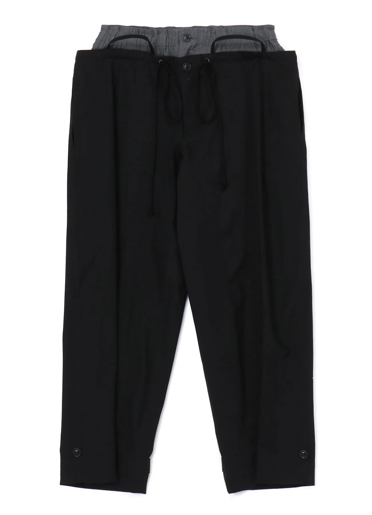 MULTI STRIPED DOBBY FABRIC UNEVENLY DYED DOUBLE LAYERED PANTS sold by Yohji Yamamoto product image thumbnail 2
