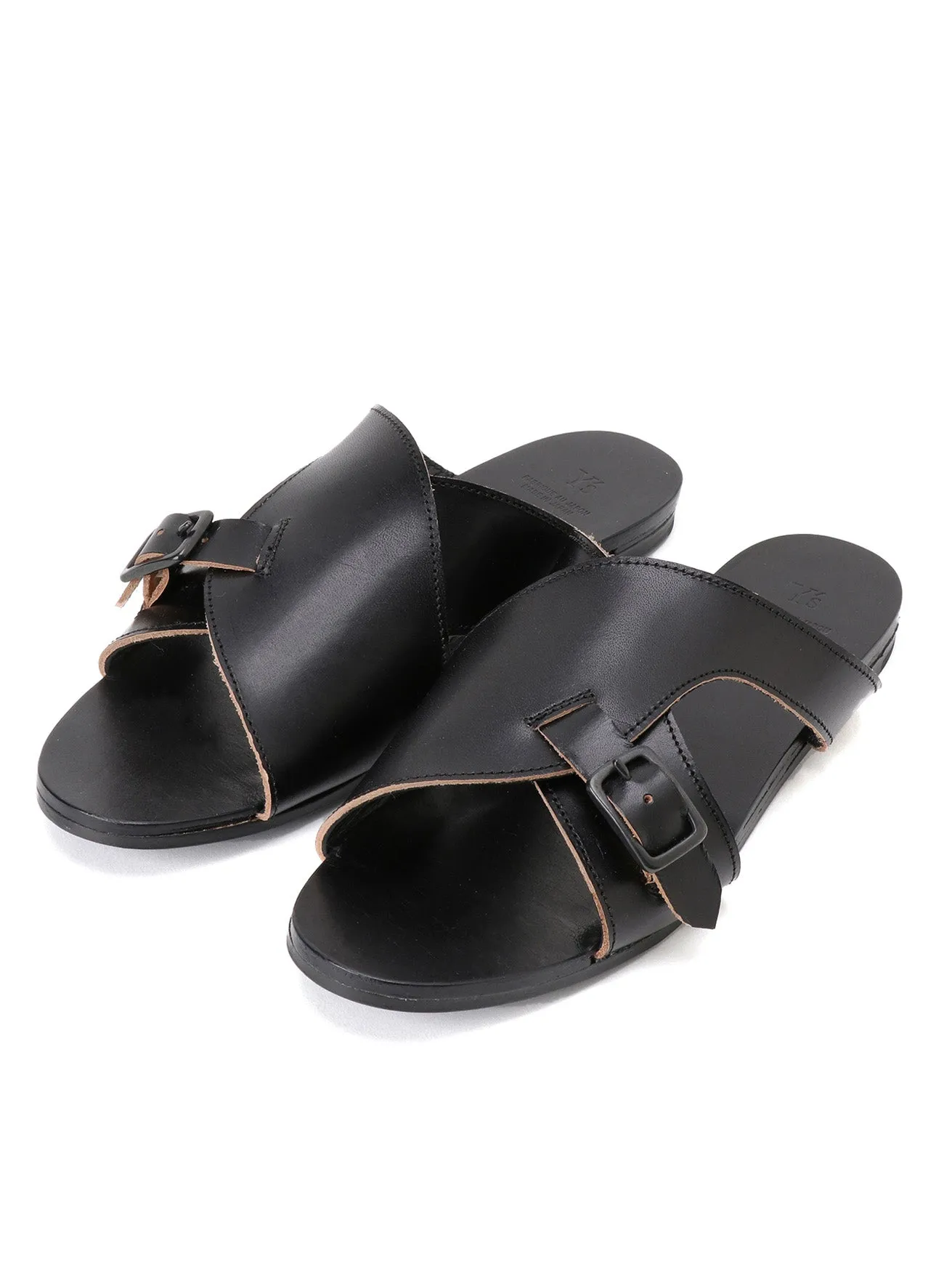 SEMI GLOSS TANNED LEATHER FLAT SANDALS sold by Yohji Yamamoto