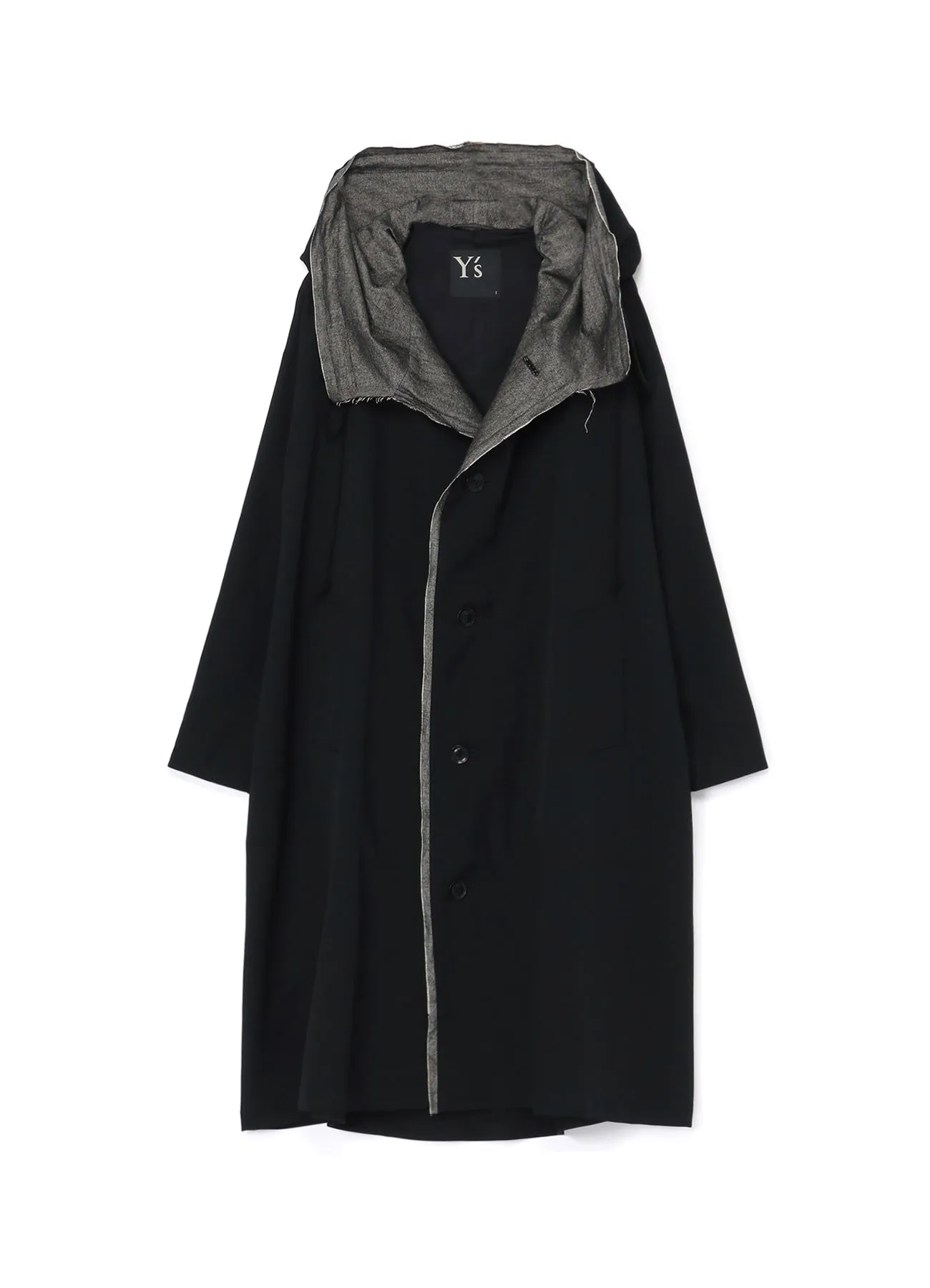 WOOL GABARDINE COAT WITH BIG HOOD sold by Yohji Yamamoto