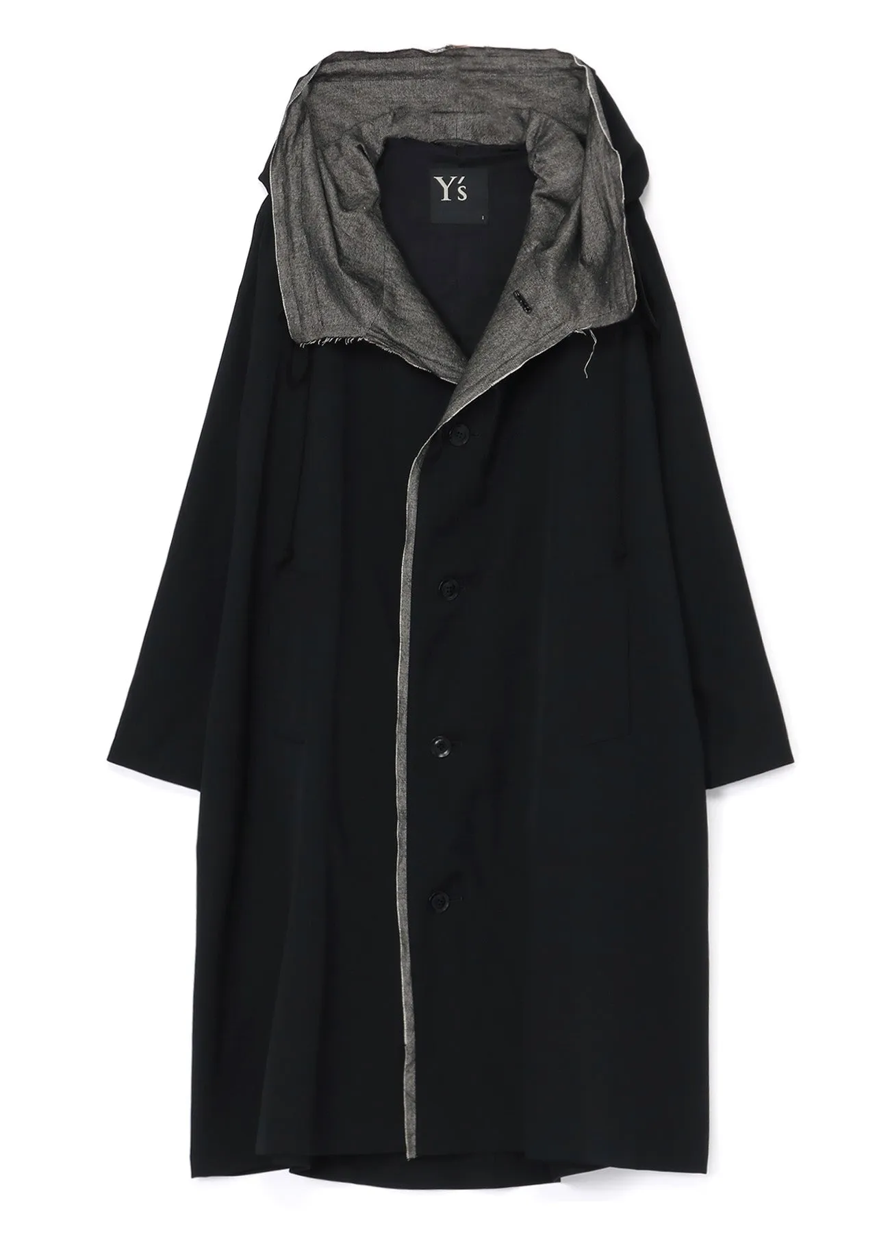 WOOL GABARDINE COAT WITH BIG HOOD sold by Yohji Yamamoto product image thumbnail 2