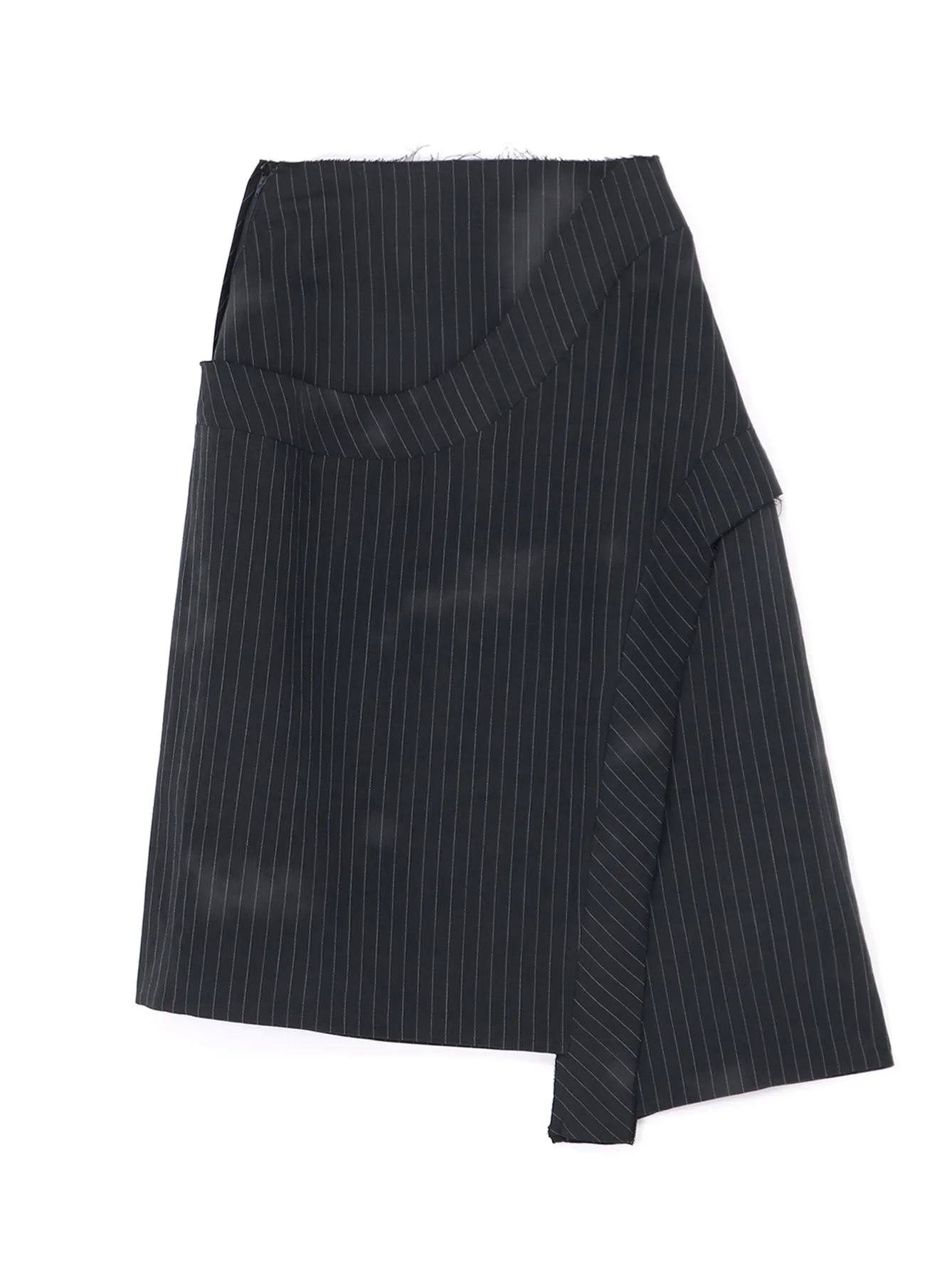 LINEN/COTTON PIN-STRIPED UNEVENLY DYED FLARED SKIRT sold by Yohji Yamamoto product image thumbnail 3