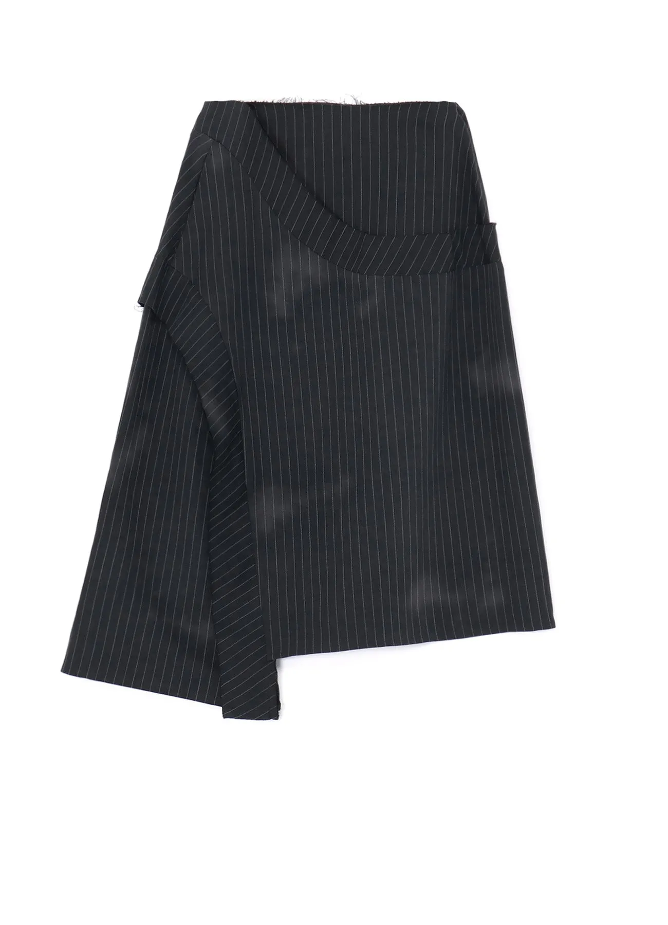 LINEN/COTTON PIN-STRIPED UNEVENLY DYED FLARED SKIRT sold by Yohji Yamamoto