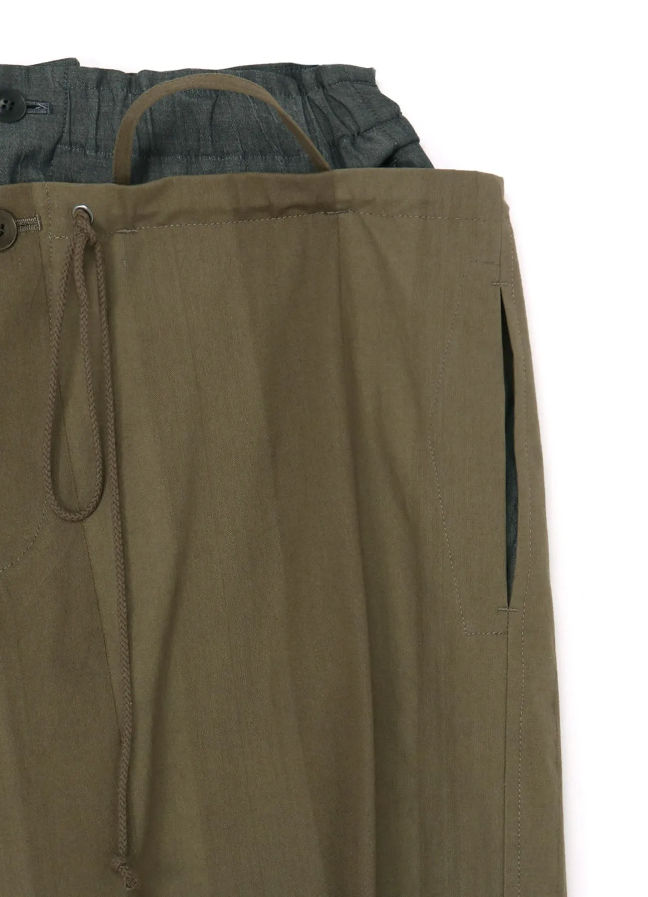 MULTI STRIPED DOBBY FABRIC UNEVENLY DYED DOUBLE LAYERED PANTS sold by Yohji Yamamoto product image thumbnail 4