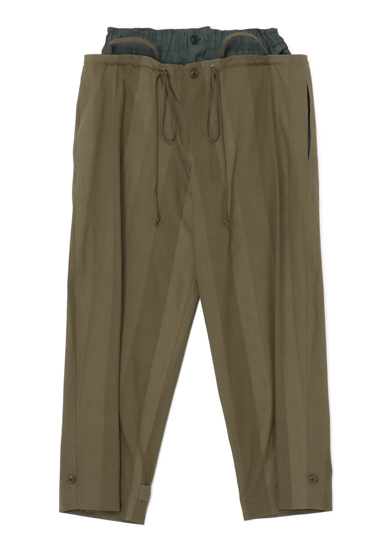 MULTI STRIPED DOBBY FABRIC UNEVENLY DYED DOUBLE LAYERED PANTS sold by Yohji Yamamoto product image thumbnail 2