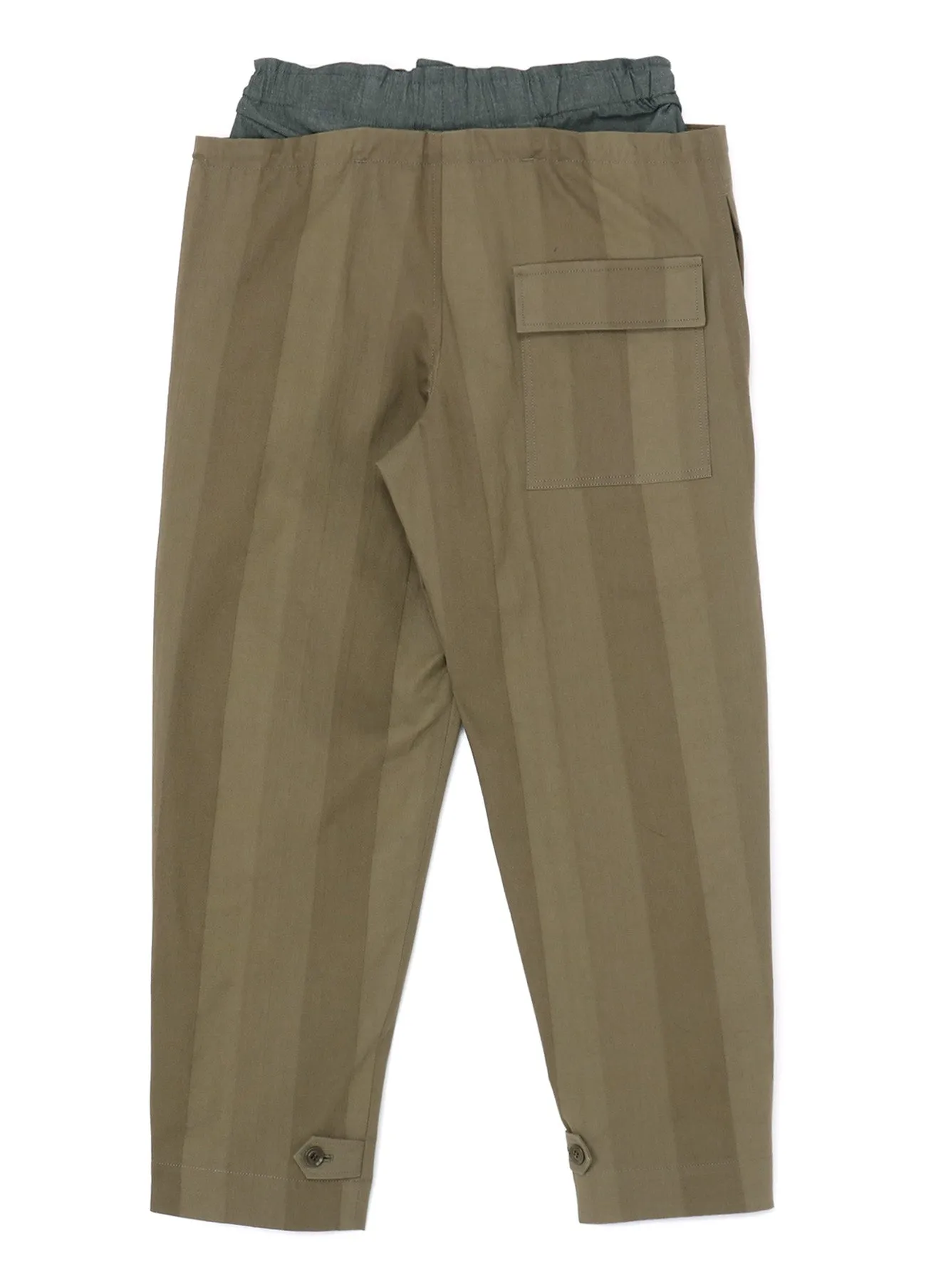 MULTI STRIPED DOBBY FABRIC UNEVENLY DYED DOUBLE LAYERED PANTS sold by Yohji Yamamoto product image thumbnail 3