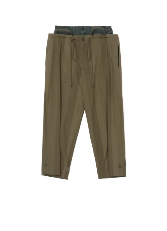 MULTI STRIPED DOBBY FABRIC UNEVENLY DYED DOUBLE LAYERED PANTS sold by Yohji Yamamoto