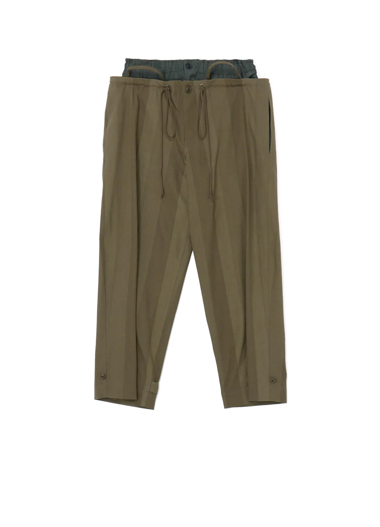 MULTI STRIPED DOBBY FABRIC UNEVENLY DYED DOUBLE LAYERED PANTS sold by Yohji Yamamoto
