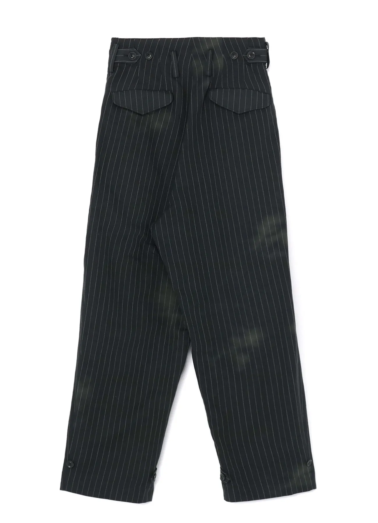 LINEN/COTTON PIN-STRIPE UNEVENLY DYED 2 PLEAT PANTS sold by Yohji Yamamoto product image thumbnail 3