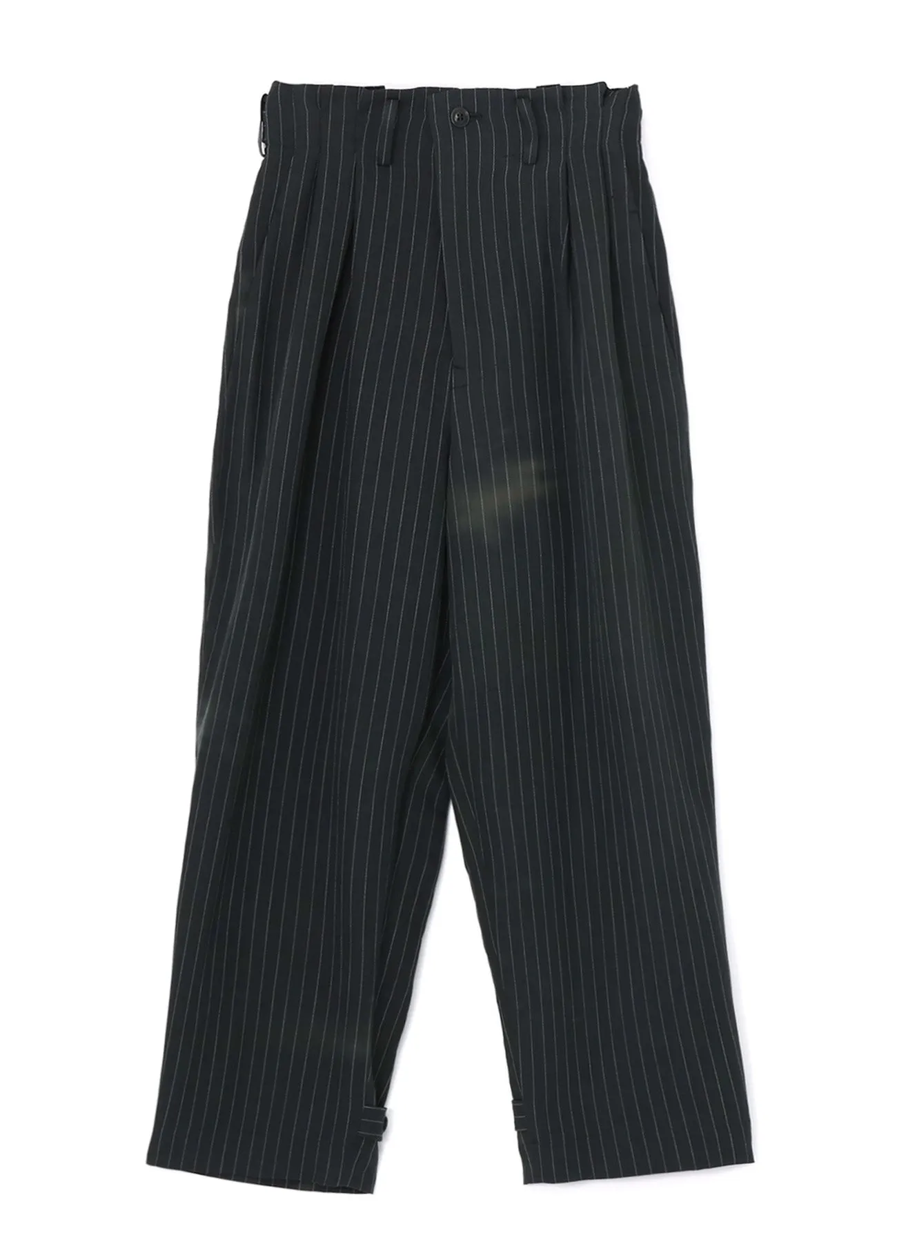 LINEN/COTTON PIN-STRIPE UNEVENLY DYED 2 PLEAT PANTS sold by Yohji Yamamoto product image thumbnail 2