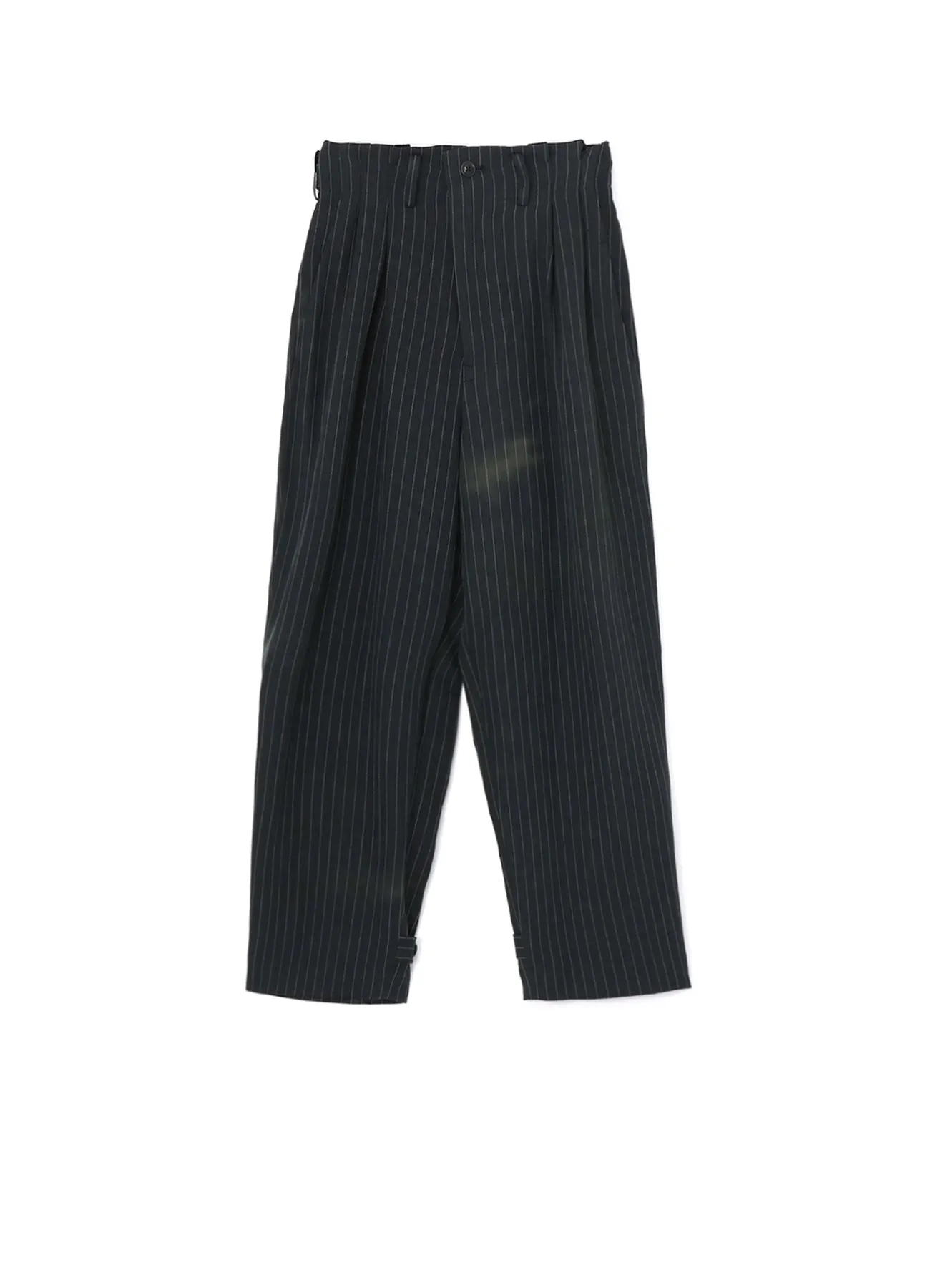 LINEN/COTTON PIN-STRIPE UNEVENLY DYED 2 PLEAT PANTS sold by Yohji Yamamoto
