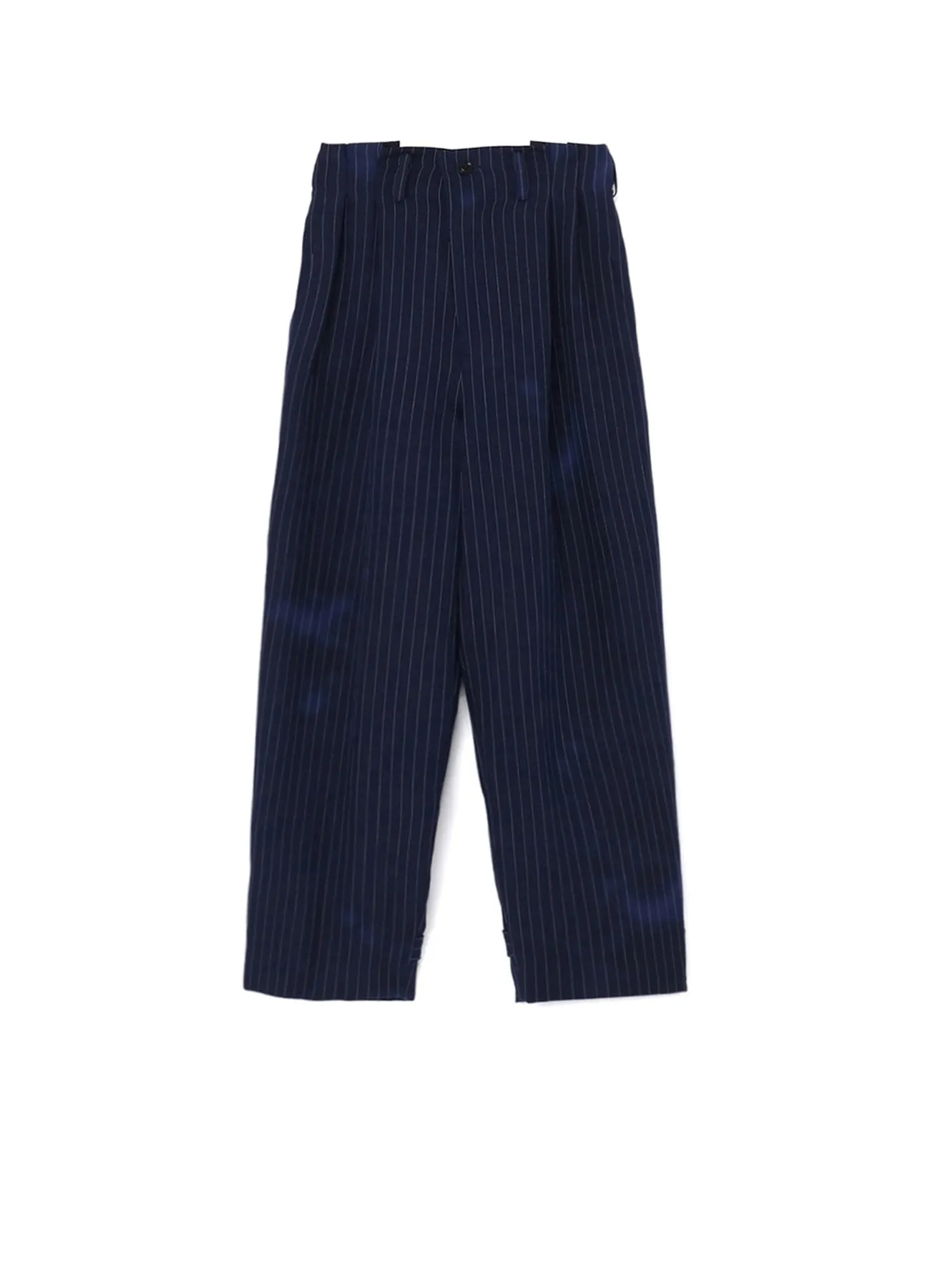 LINEN/COTTON PIN-STRIPE UNEVENLY DYED 2 PLEAT PANTS sold by Yohji Yamamoto
