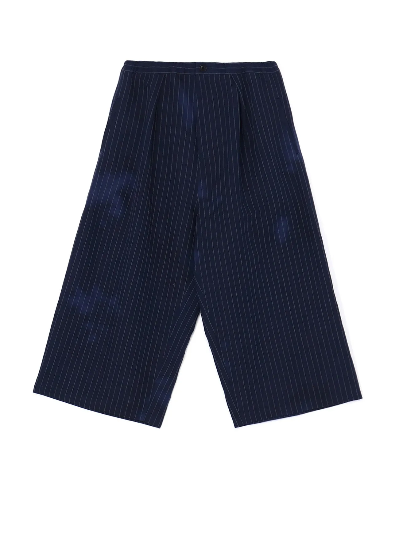 LINEN/COTTON PIN-STRIPED UNEVENLY DYED WIDE LEG PLEATED