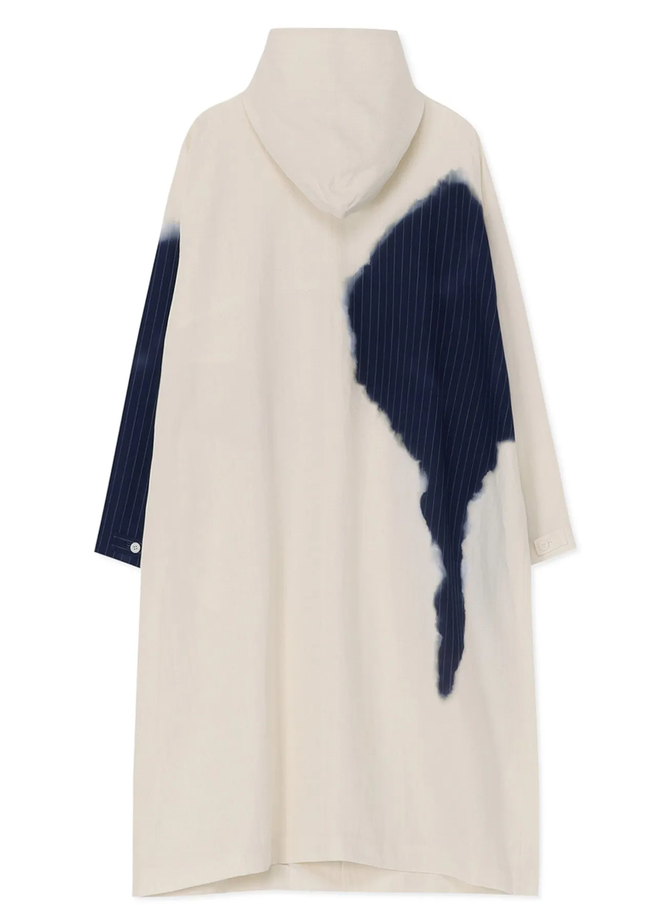 LINEN/COTTON HOODED COAT WITH PARTIAL PINSTRIPE PATTERN sold by Yohji Yamamoto product image thumbnail 3