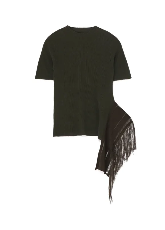 WHOLEGARMENT RIB FRINGE SHORT SLEEVE sold by Yohji Yamamoto