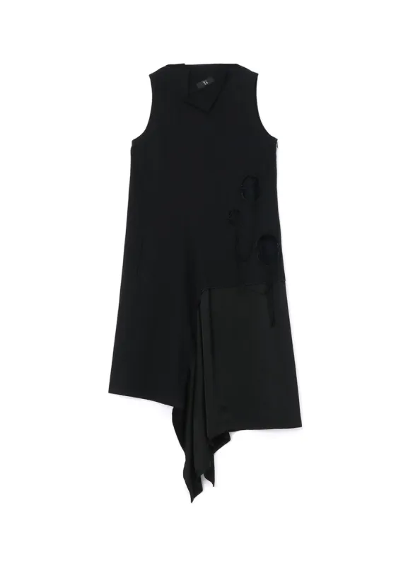 DENIM HOLE EMBROIDERY COLLAR SQUARE SLEEVELESS DRESS sold by Yohji Yamamoto