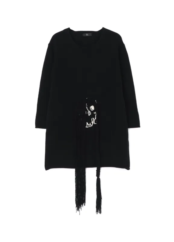 COTTON ACRYLIC INTARSIA JACQUARD PLAIN STITCH SKELETON PULLOVER sold by Yohji Yamamoto