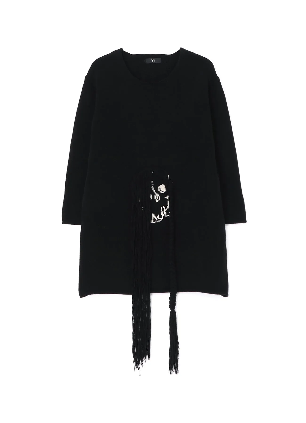 COTTON ACRYLIC INTARSIA JACQUARD PLAIN STITCH SKELETON PULLOVER sold by Yohji Yamamoto
