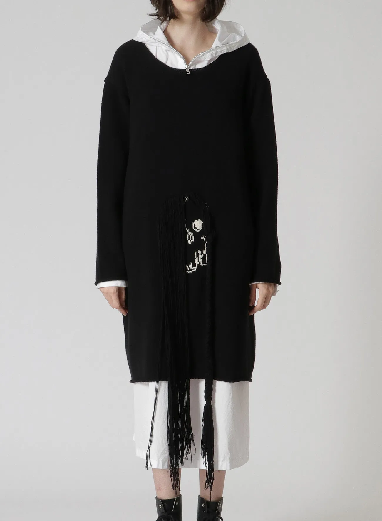 COTTON ACRYLIC INTARSIA JACQUARD PLAIN STITCH SKELETON PULLOVER sold by Yohji Yamamoto product image thumbnail 4