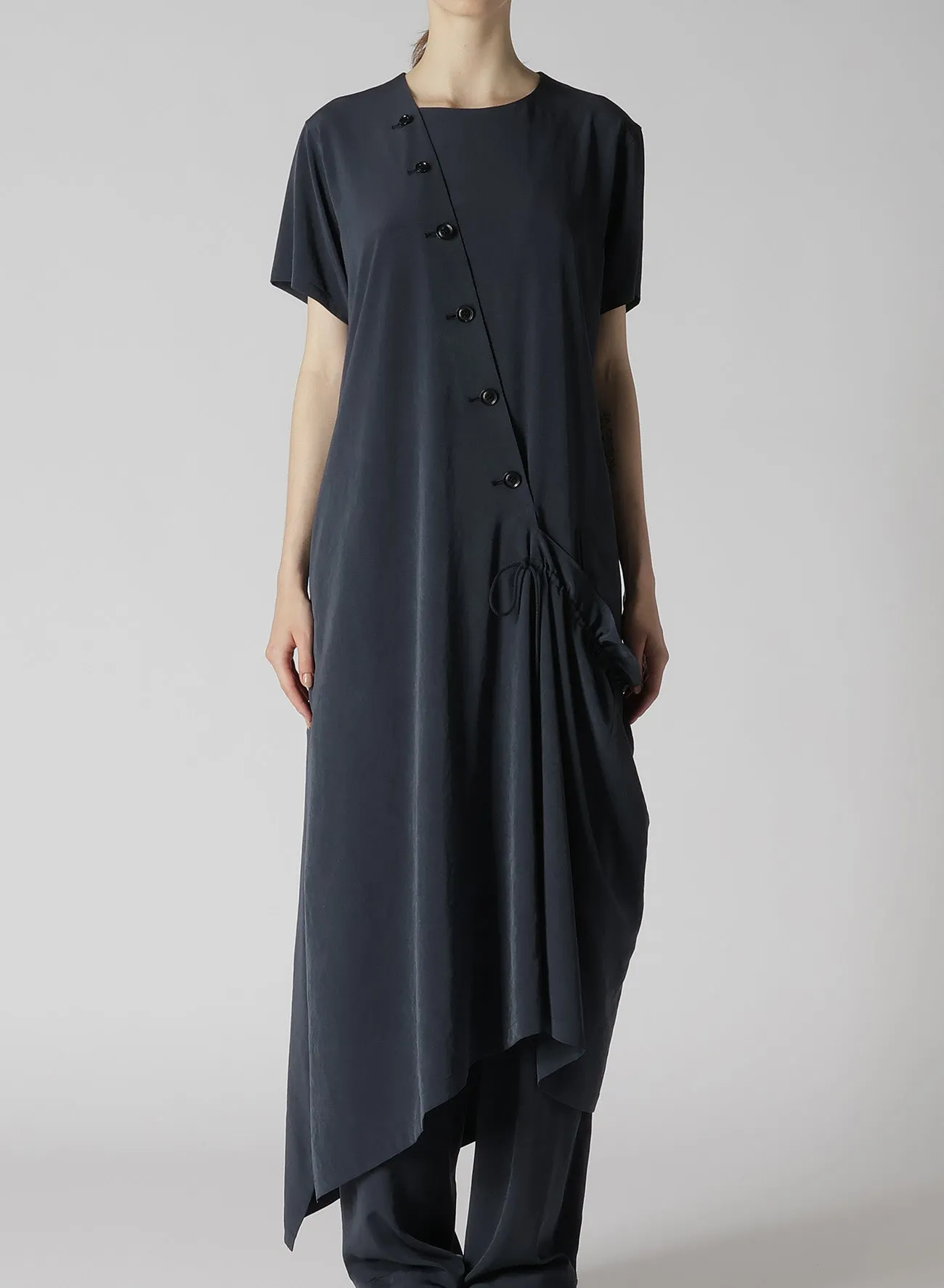 CREPE de CHINE HALF SLEEVE DRAPED DRESS sold by Yohji Yamamoto product image thumbnail 4