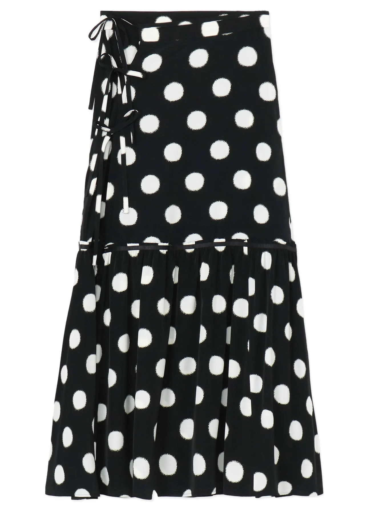SMALL POLKA DOT CRAPE DE CHINE TEARED SKIRT sold by Yohji Yamamoto product image thumbnail 2
