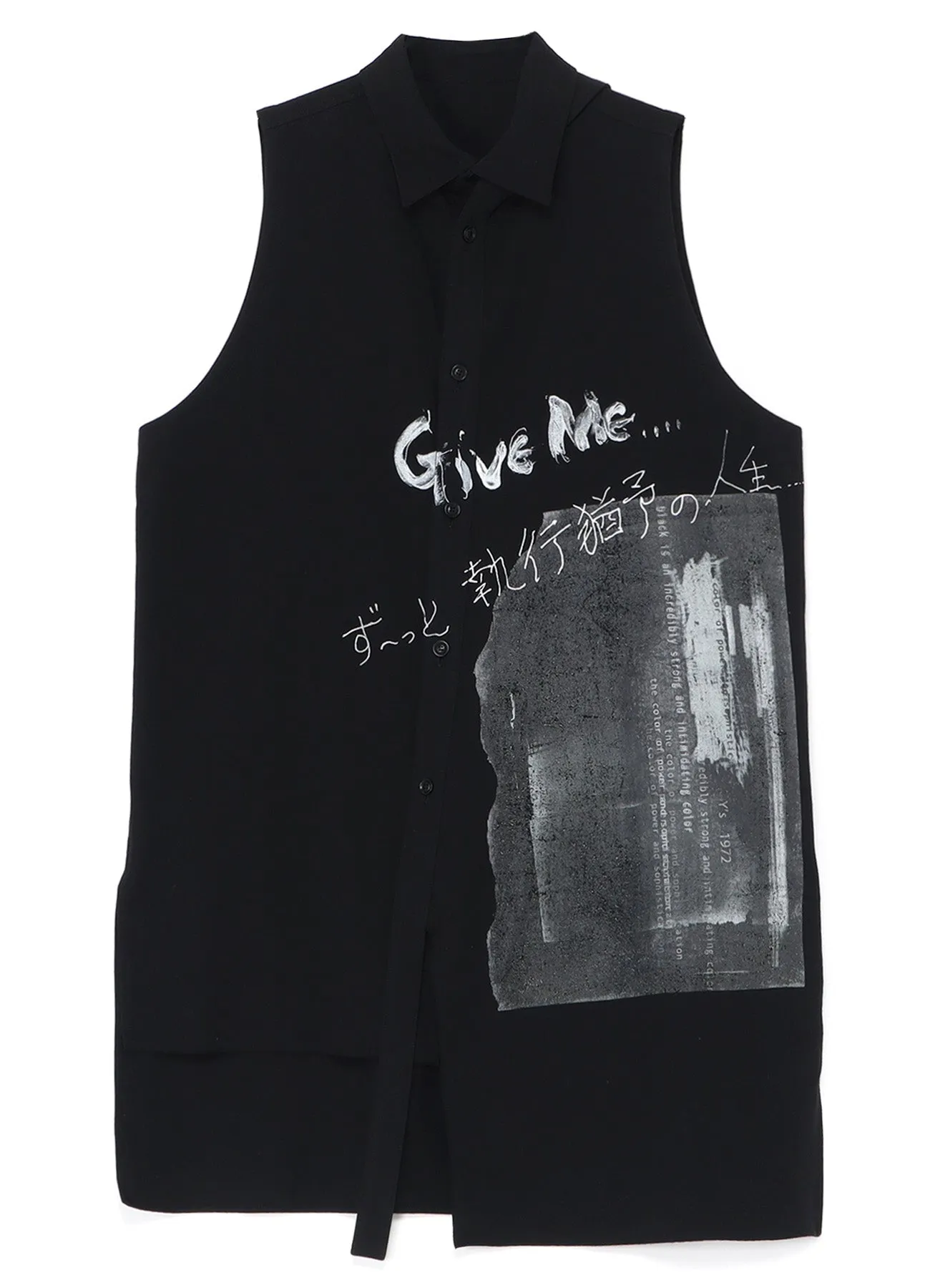 COTTON/LINEN GABARDINE PRINTED ASYMMETRIC SLEEVELESS BLOUSE sold by Yohji Yamamoto product image thumbnail 2
