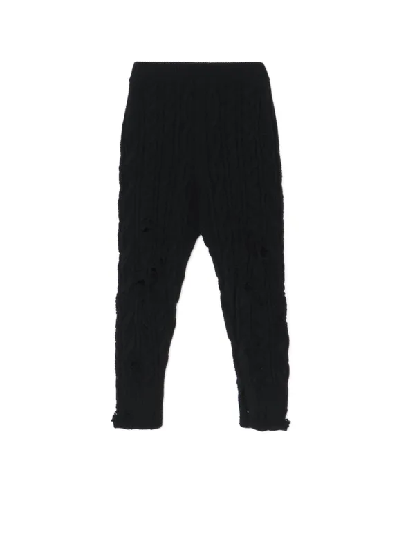 ACRYLIC WOOL RIPPED ARAN KNIT RIB PANTS made by Yohji Yamamoto