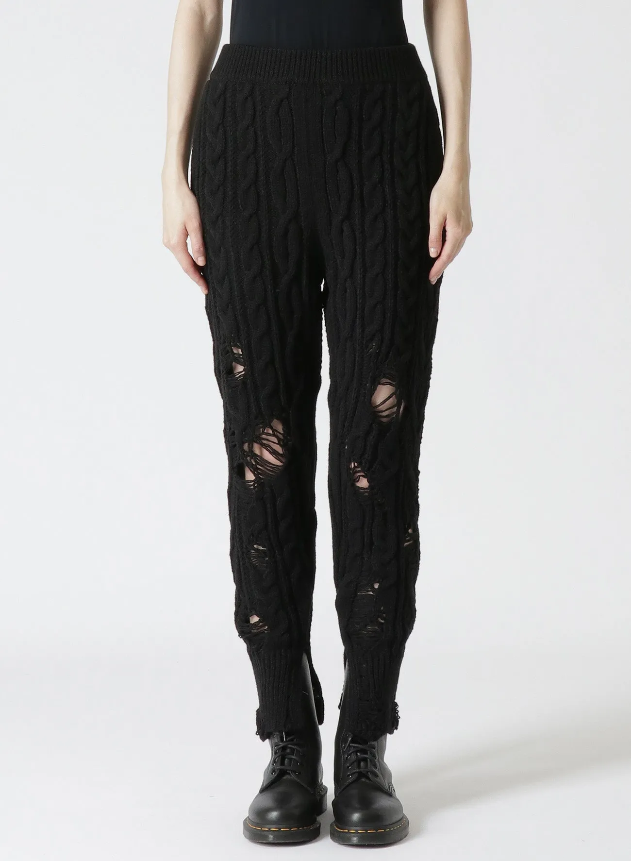 ACRYLIC WOOL RIPPED ARAN KNIT RIB PANTS sold by Yohji Yamamoto product image thumbnail 4