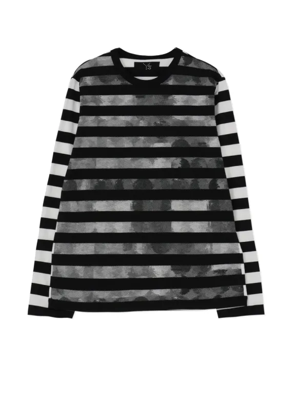 STRIPE WITH POLKA DOT PIGMENT PRINT LONG T sold by Yohji Yamamoto