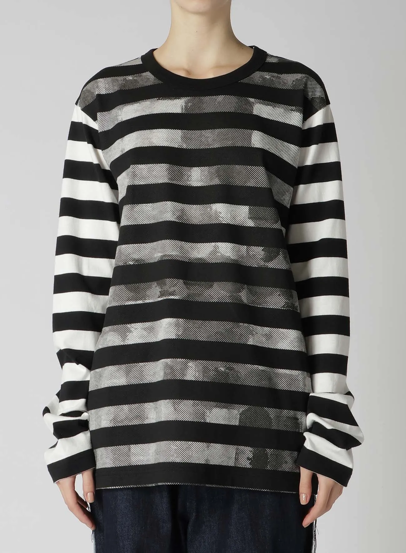 STRIPE WITH POLKA DOT PIGMENT PRINT LONG T sold by Yohji Yamamoto product image thumbnail 4