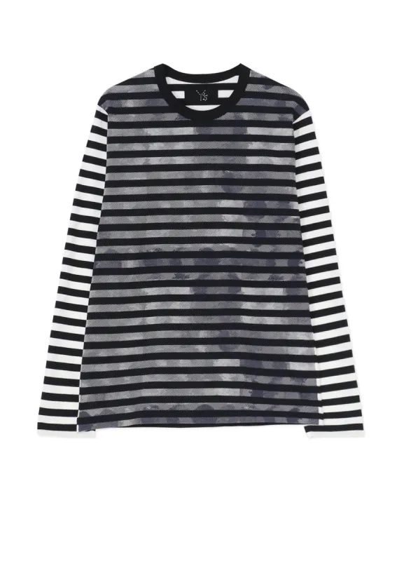 STRIPE WITH POLKA DOT PIGMENT PRINT LONG T sold by Yohji Yamamoto