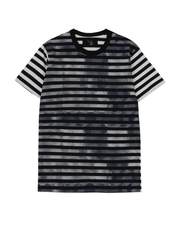 STRIPE WITH POLKA DOT PIGMENT PRINT T sold by Yohji Yamamoto