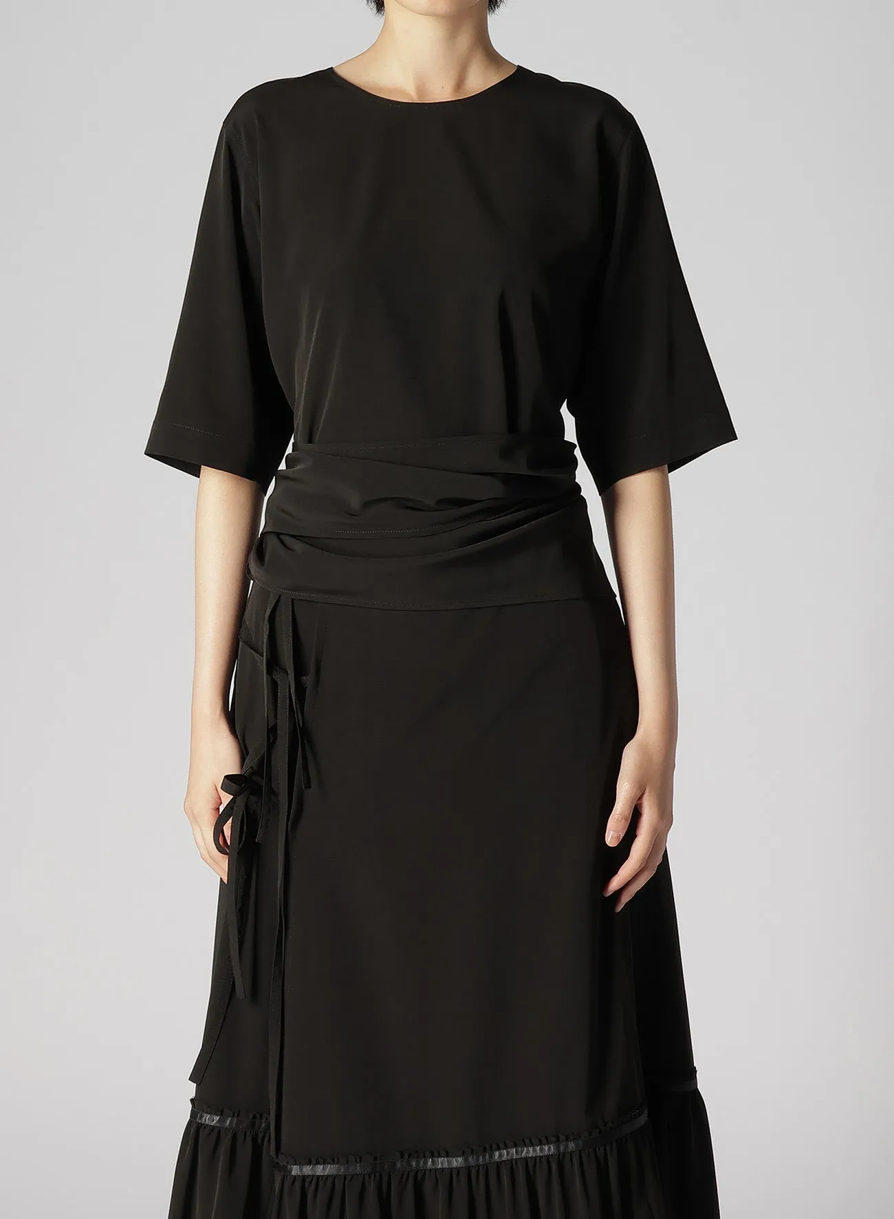 TRIACETATE/POLYESTER WAIST WRAP BLOUSE sold by Yohji Yamamoto product image thumbnail 4