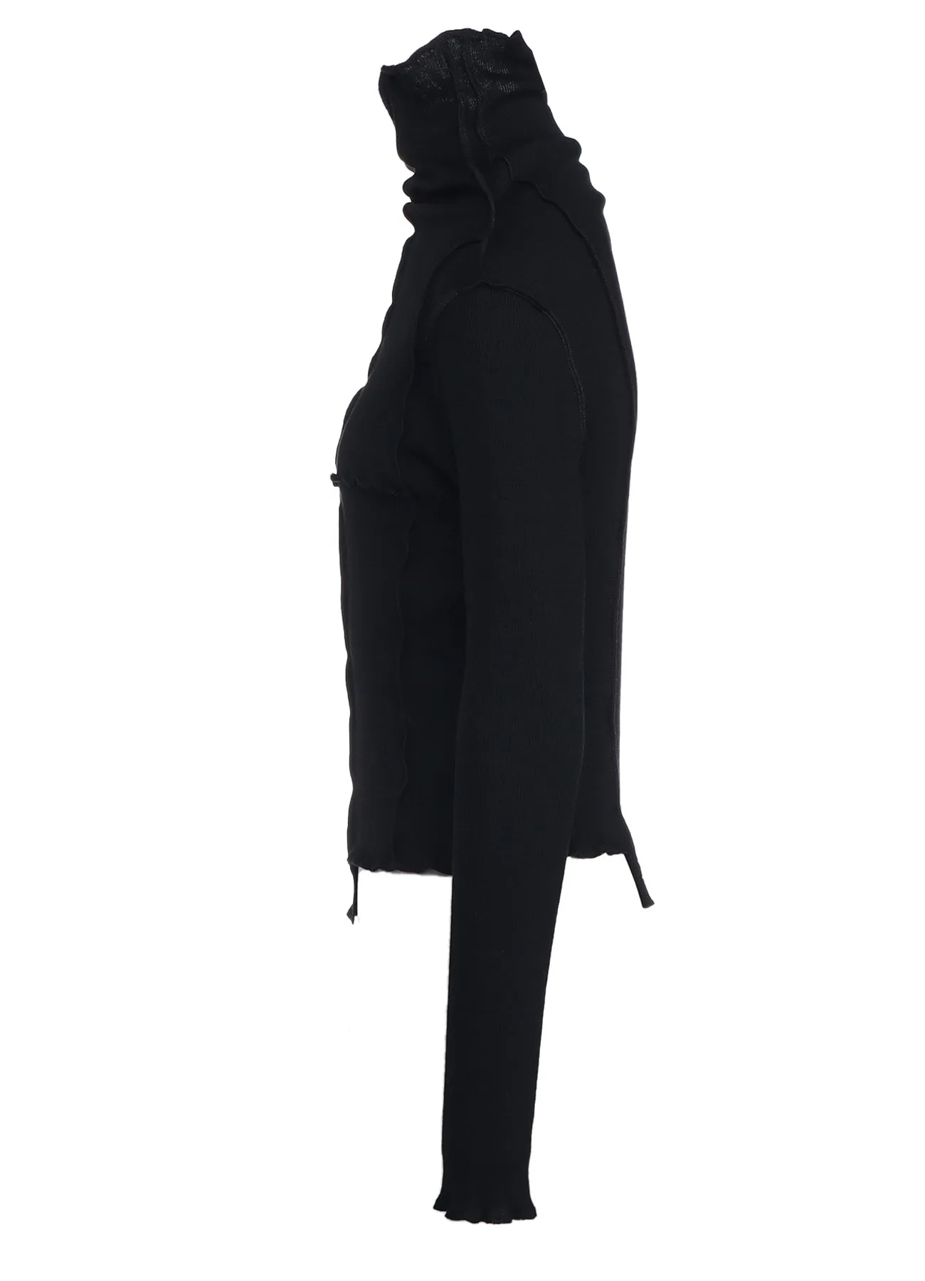 C/Ry RIB PATCHWORK HIGH NECK LONG SLEEVE T sold by Yohji Yamamoto product image thumbnail 3