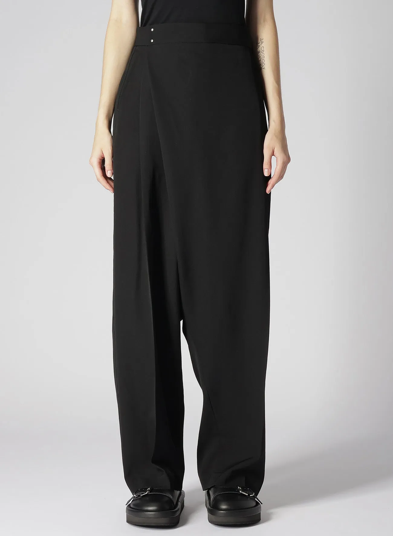 WASHER WOOL GABARDINE TUCKED PANTS sold by Yohji Yamamoto product image thumbnail 4