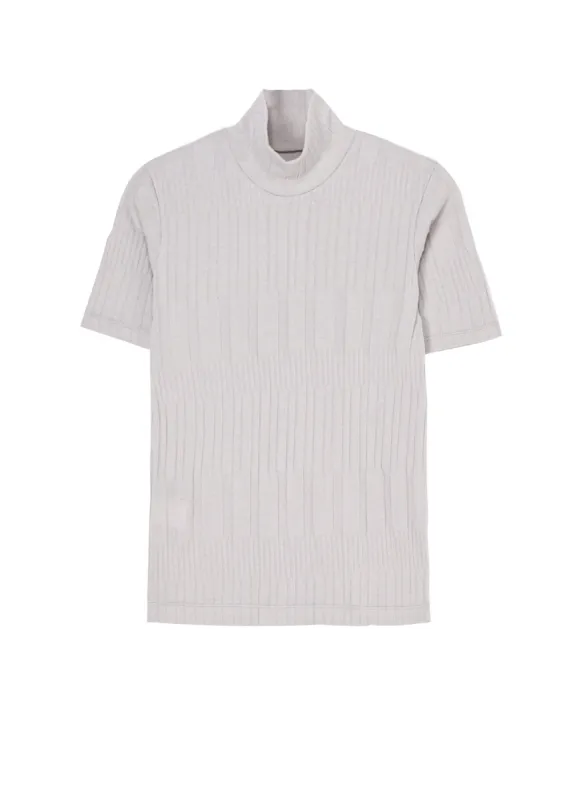 40/ COTTON HARD TWISTED WRINKLED RIBBED HIGH NECK HALF SLEEVE T sold by Yohji Yamamoto