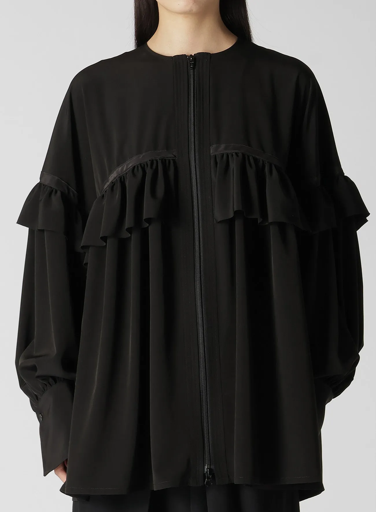 TRIACETATE/POLYESTER RUFFLED BLOUSON sold by Yohji Yamamoto product image thumbnail 5