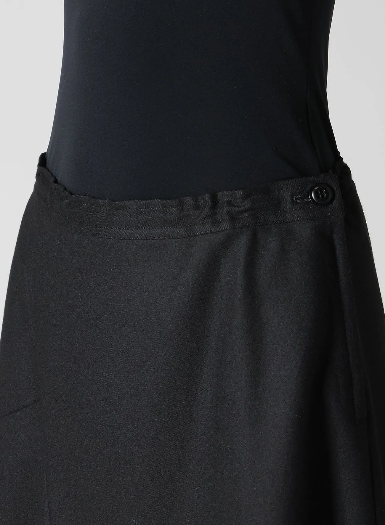 W/ FLANNEL HAND STITCHED ASYMMETRIC FLARE SKIRT sold by Yohji Yamamoto product image thumbnail 5
