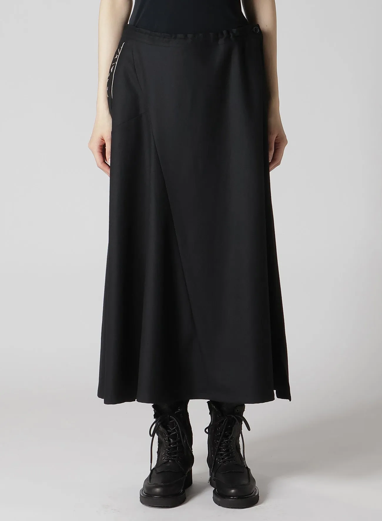 W/ FLANNEL HAND STITCHED ASYMMETRIC FLARE SKIRT sold by Yohji Yamamoto product image thumbnail 4