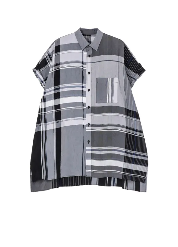 RAYON WRINKLED PLAID HALF SLEEVE BLOUSE sold by Yohji Yamamoto