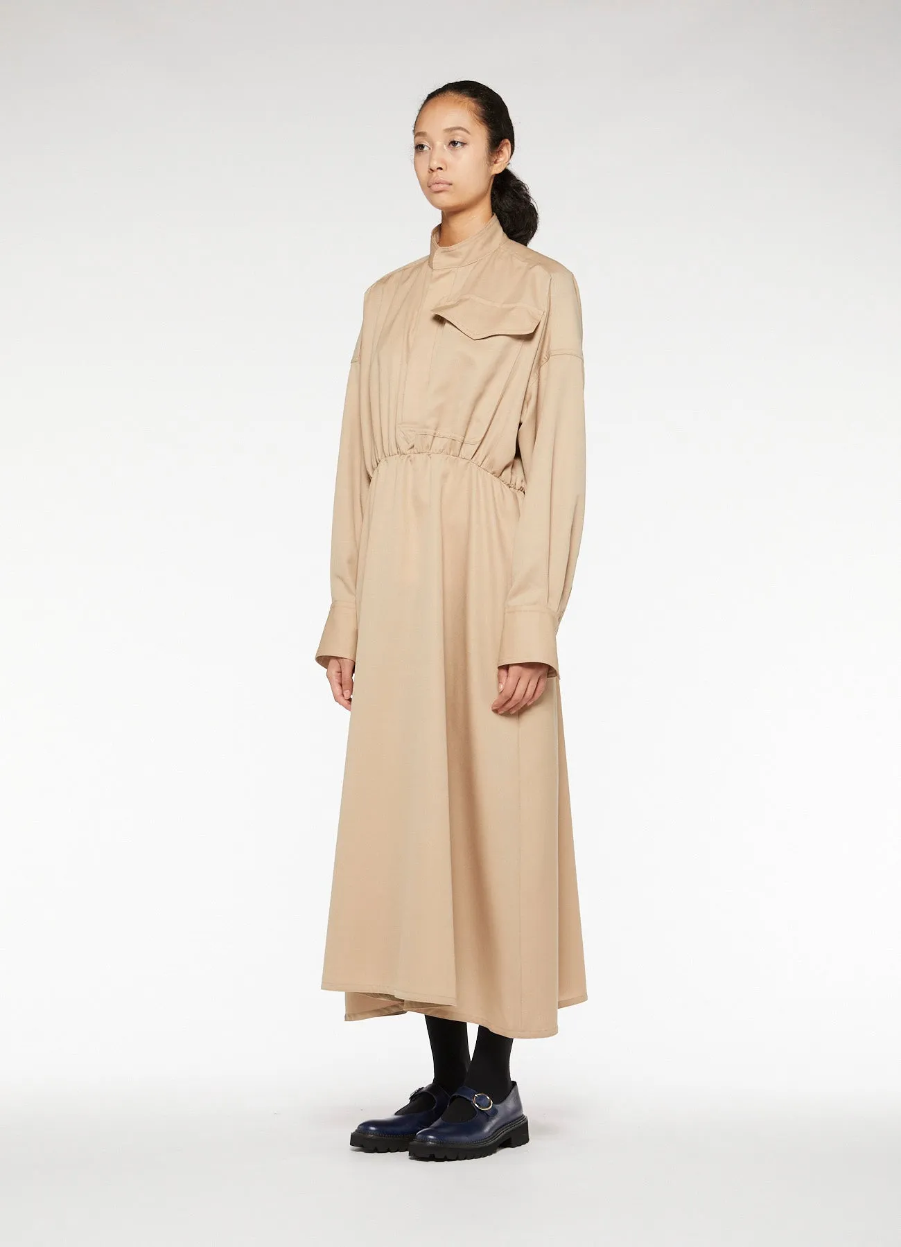 Y'sPINK WOOL MOHAIR GABARDINE GATHER DRESS sold by Yohji Yamamoto product image thumbnail 5