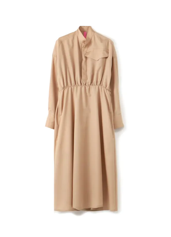 Y'sPINK WOOL MOHAIR GABARDINE GATHER DRESS sold by Yohji Yamamoto