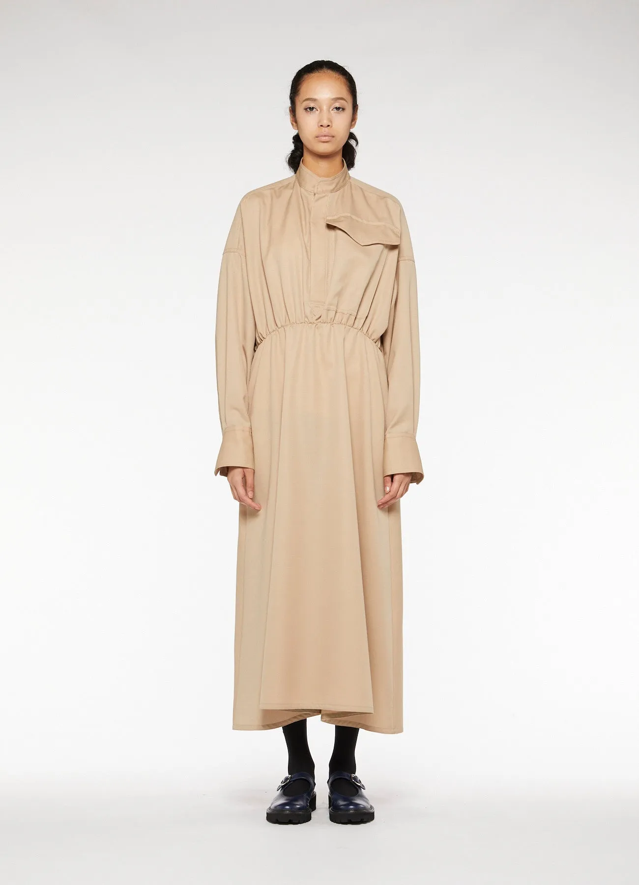 Y'sPINK WOOL MOHAIR GABARDINE GATHER DRESS sold by Yohji Yamamoto product image thumbnail 4